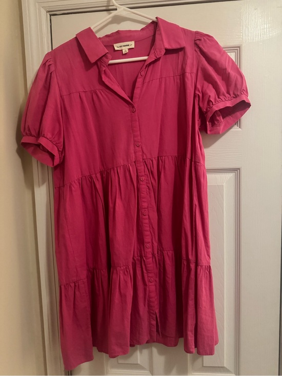 eesome Dresses & Skirts - eesome Hot Pink Button-Front Tiered Dress